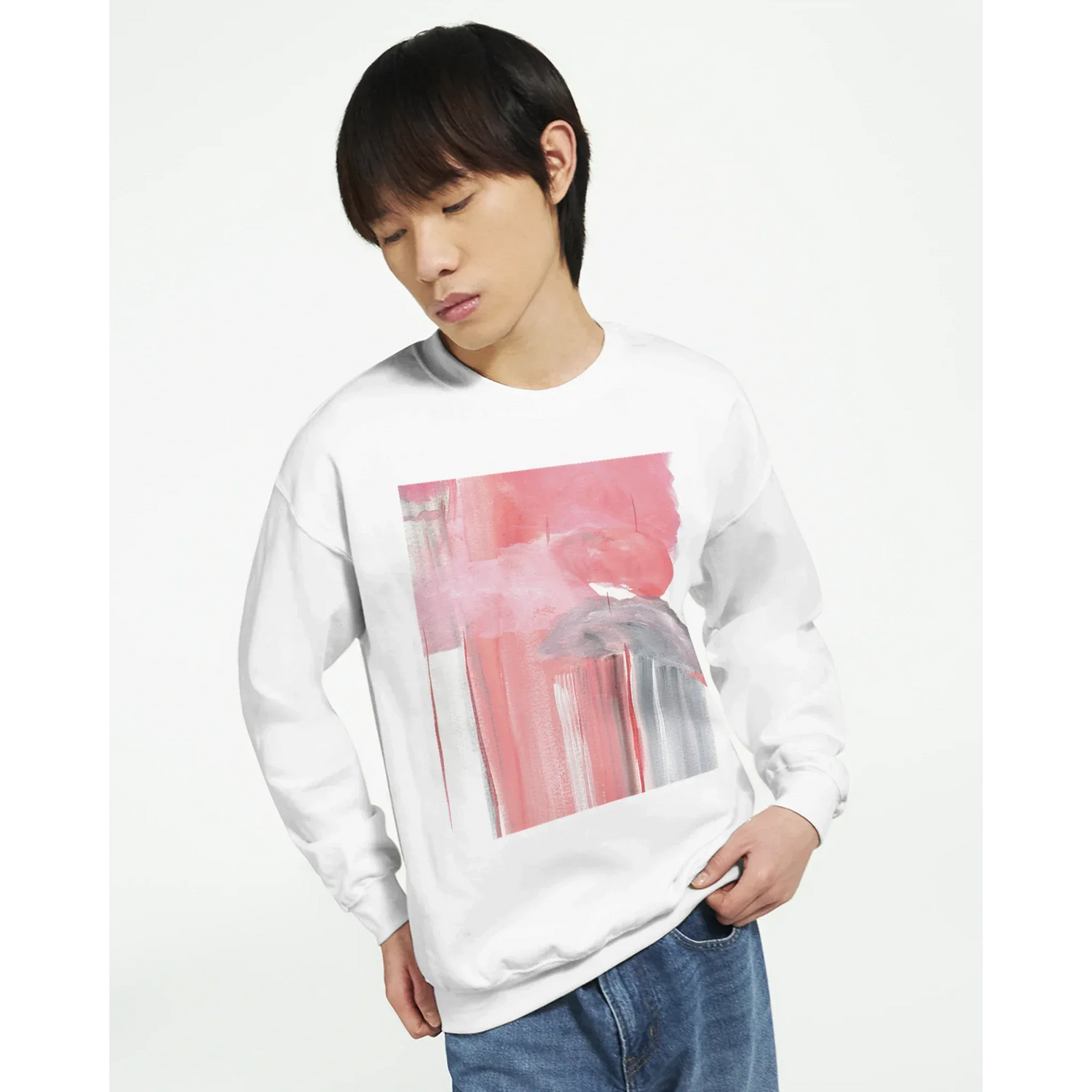 Sweatshirt Unisexe Classique Blush Cascade – Impression Artistique Multicolore - Laure Leprince - Artiste Peintre