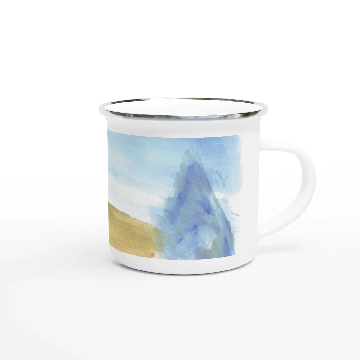Mug en émail blanc 35 cl Blue Horizon – Léger, vintage et résistant - Laure Leprince - Artiste Peintre