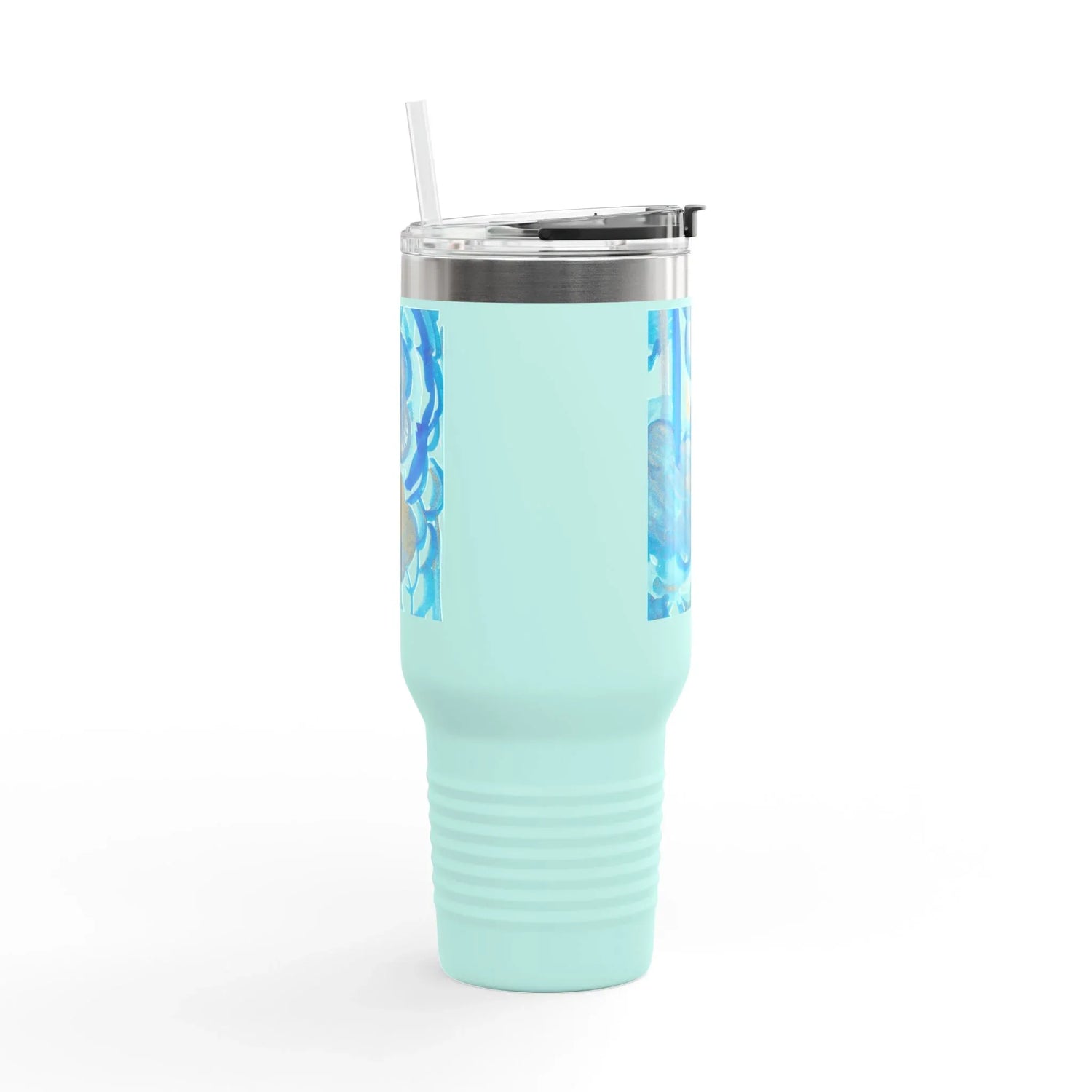 40oz Insulated Travel Mug – Ocean Bloom Watercolor Design - Laure Leprince - Artiste Peintre