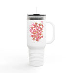 40oz Insulated Travel Mug – Reseau Framboise Watercolor Design - Laure Leprince - Artiste Peintre