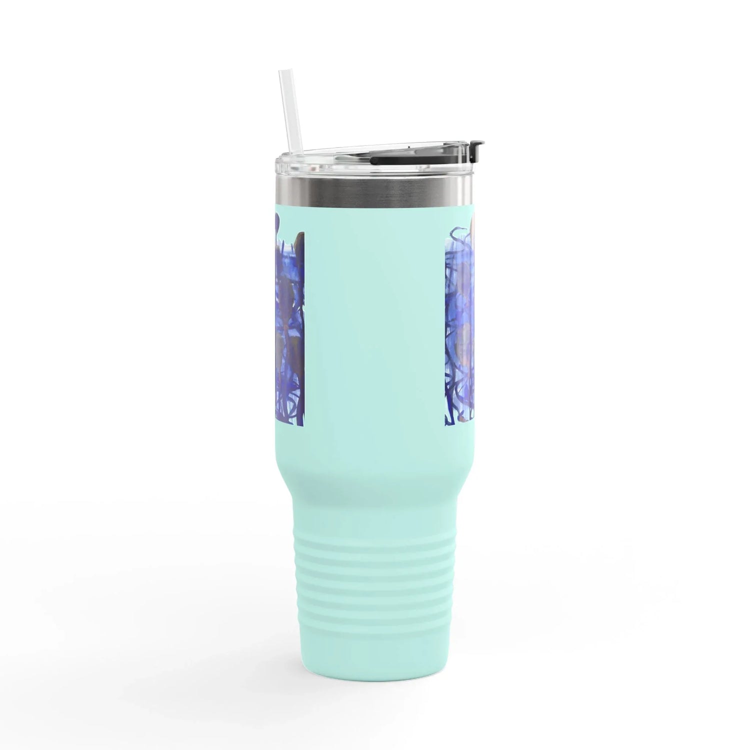 40oz Insulated Travel Mug – Silence Indigo Watercolor Design - Laure Leprince - Artiste Peintre