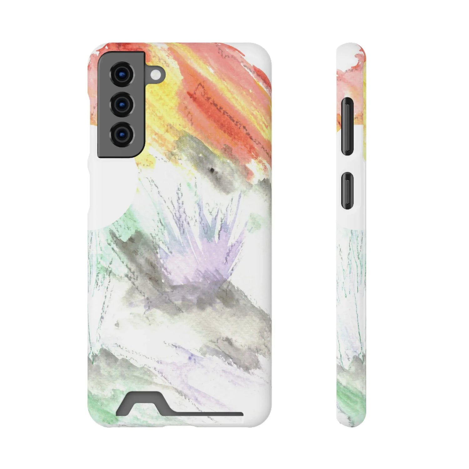 Samsung Phone Card Case Lavander Drift — Yellow Watercolor Flower Wallet - Laure Leprince - Artiste Peintre