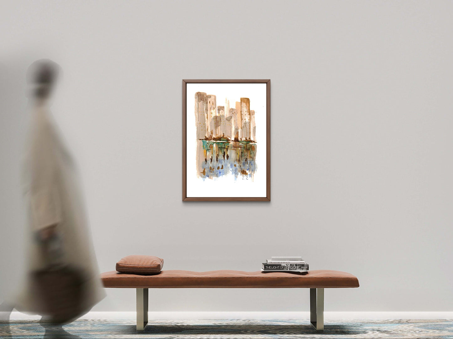🎨 Reflets urbains – Aquarelle abstraite par Laure Leprince