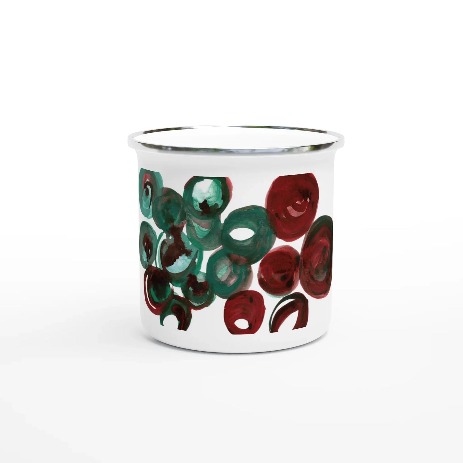 Mug en émail blanc 35 cl Resonance Emeraude– Léger, vintage et résistant - Laure Leprince - Artiste Peintre