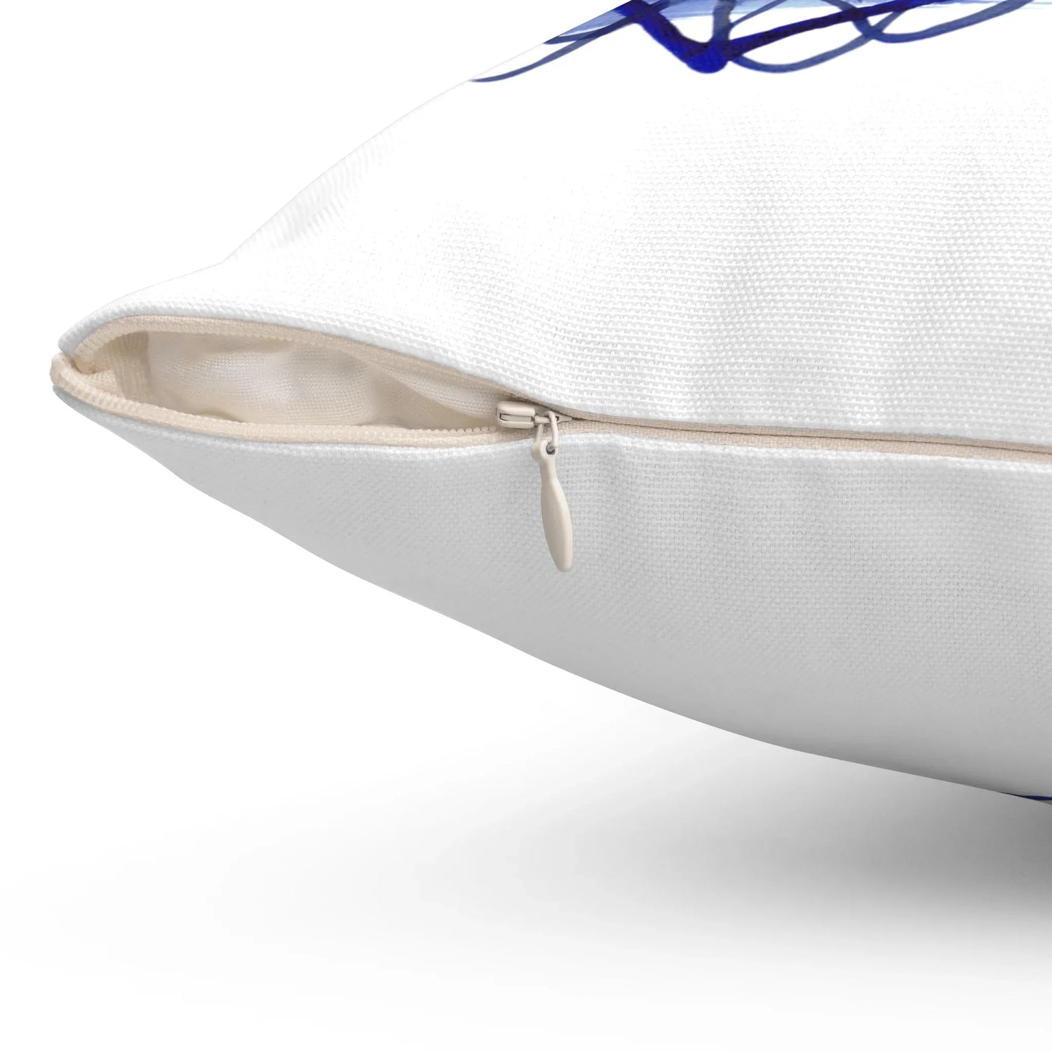 Square Throw Pillow Silence Indigo — Minimal Brushstroke Accent - Laure Leprince - Artiste Peintre