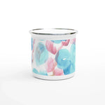 Mug en émail blanc 35 cl Masque – Léger, vintage et résistant - Laure Leprince - Artiste Peintre