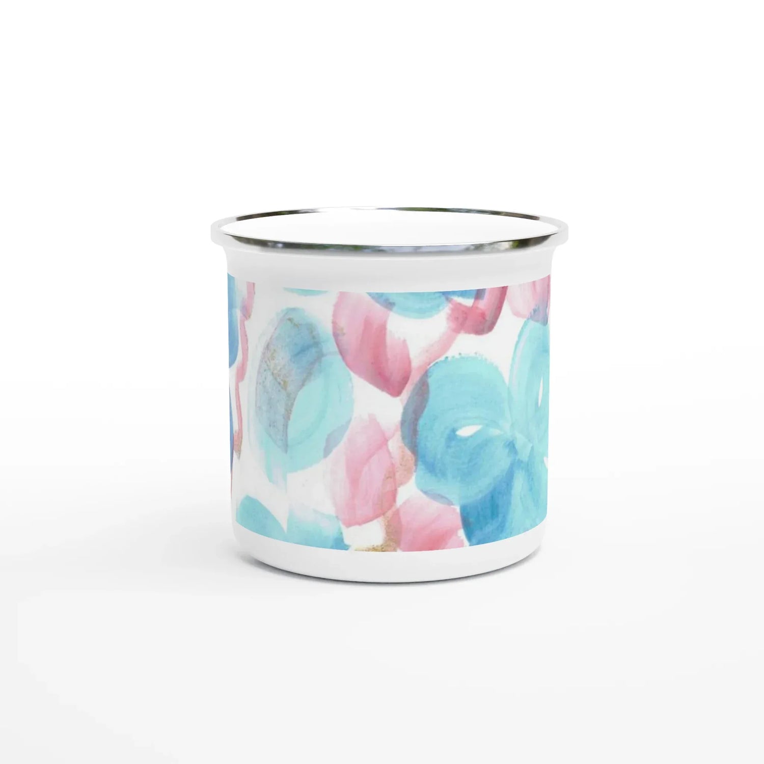 Mug en émail blanc 35 cl Masque – Léger, vintage et résistant - Laure Leprince - Artiste Peintre