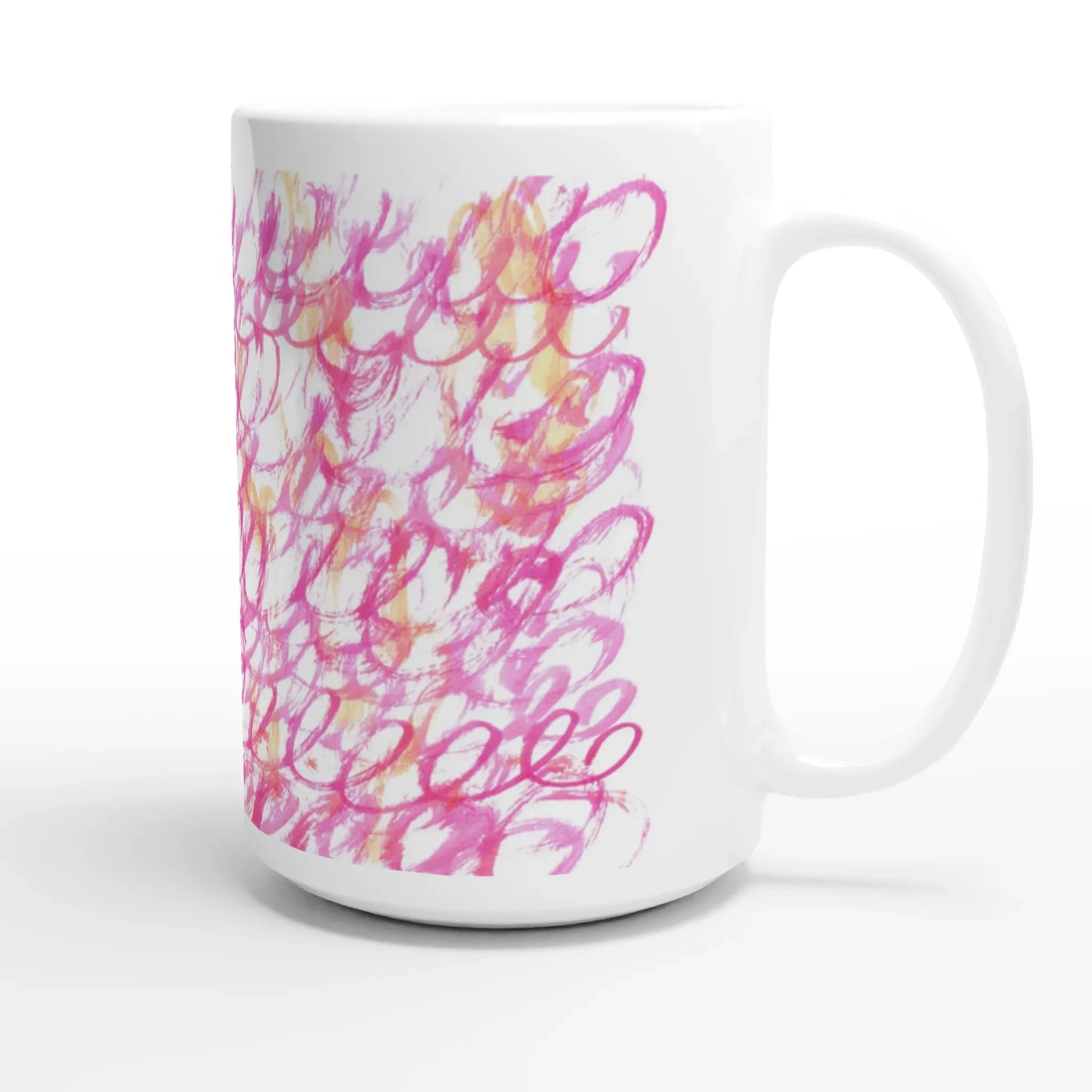 Mug en céramique blanche 44 Pink Waves – Grand format, design et qualité durable - Laure Leprince - Artiste Peintre