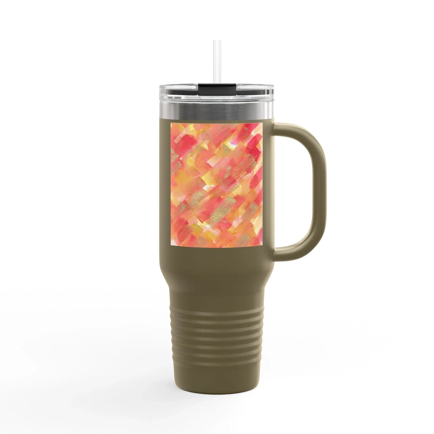 40oz Insulated Travel Mug – Sunset Ember Watercolor Design - Laure Leprince - Artiste Peintre