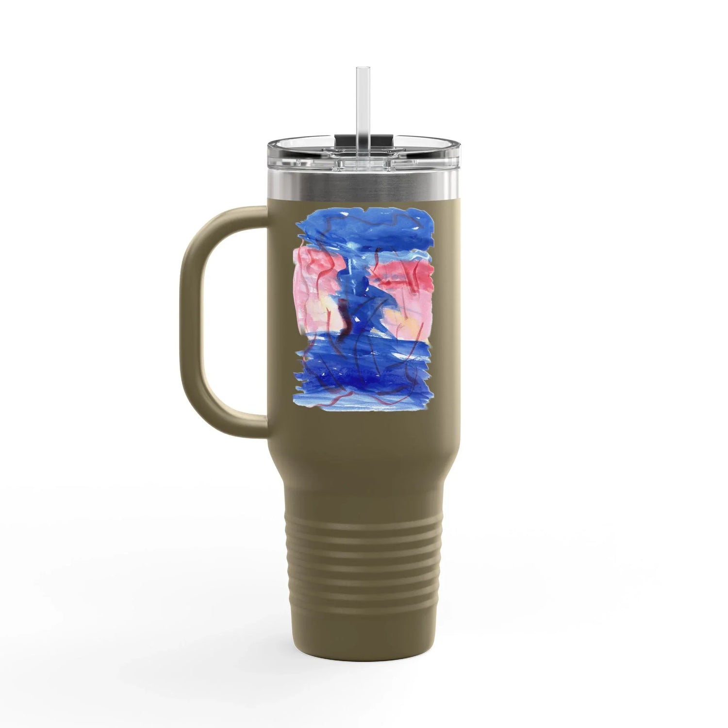 40oz Insulated Travel Mug – Midnight SirenWatercolor Design - Laure Leprince - Artiste Peintre