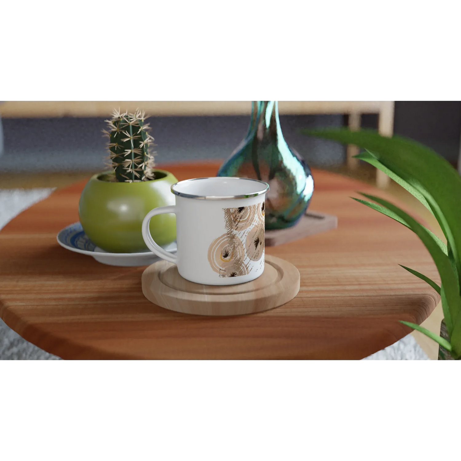 Mug en émail blanc 35 cl Sables stellaires – Léger, vintage et résistant - Laure Leprince - Artiste Peintre