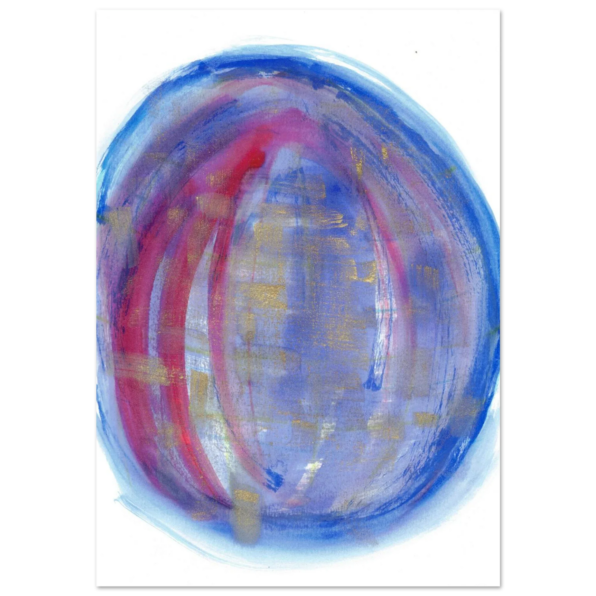Cosmic Aura Abstract Watercolor Poster – Vibrant Blue, Magenta & Gold, Premium Matte Finish - Laure Leprince - Artiste Peintre