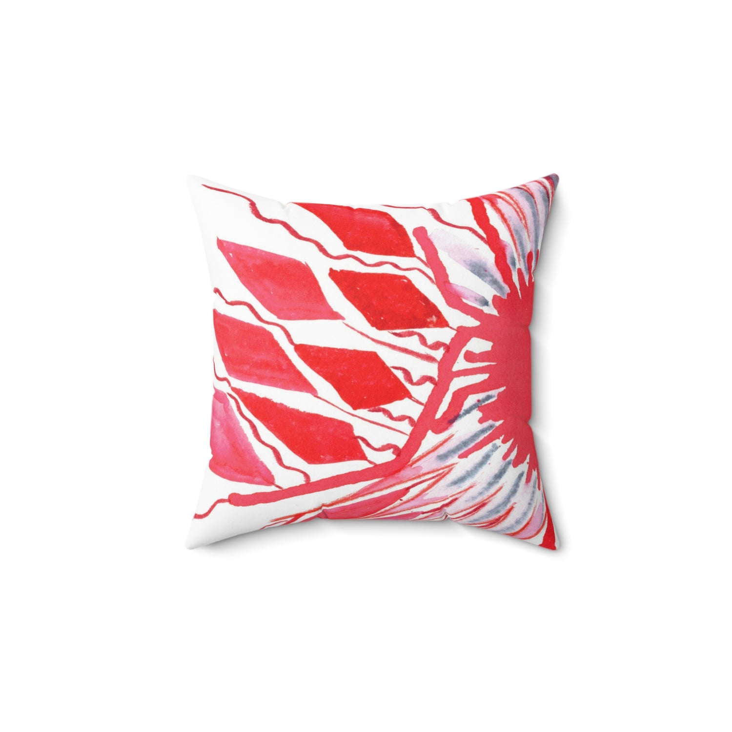 Square Throw Pillow Rouge— Minima Red Brushstroke Accent