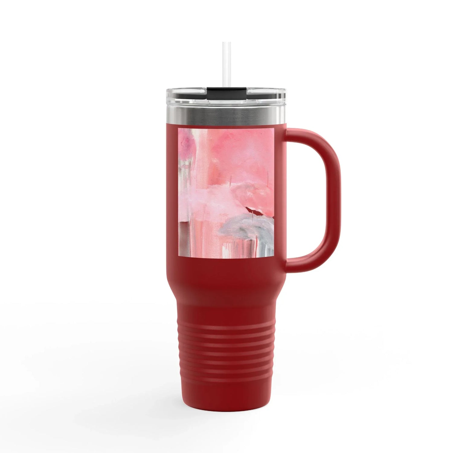 40oz Insulated Travel Mug –Blush Cascade Watercolor Design - Laure Leprince - Artiste Peintre