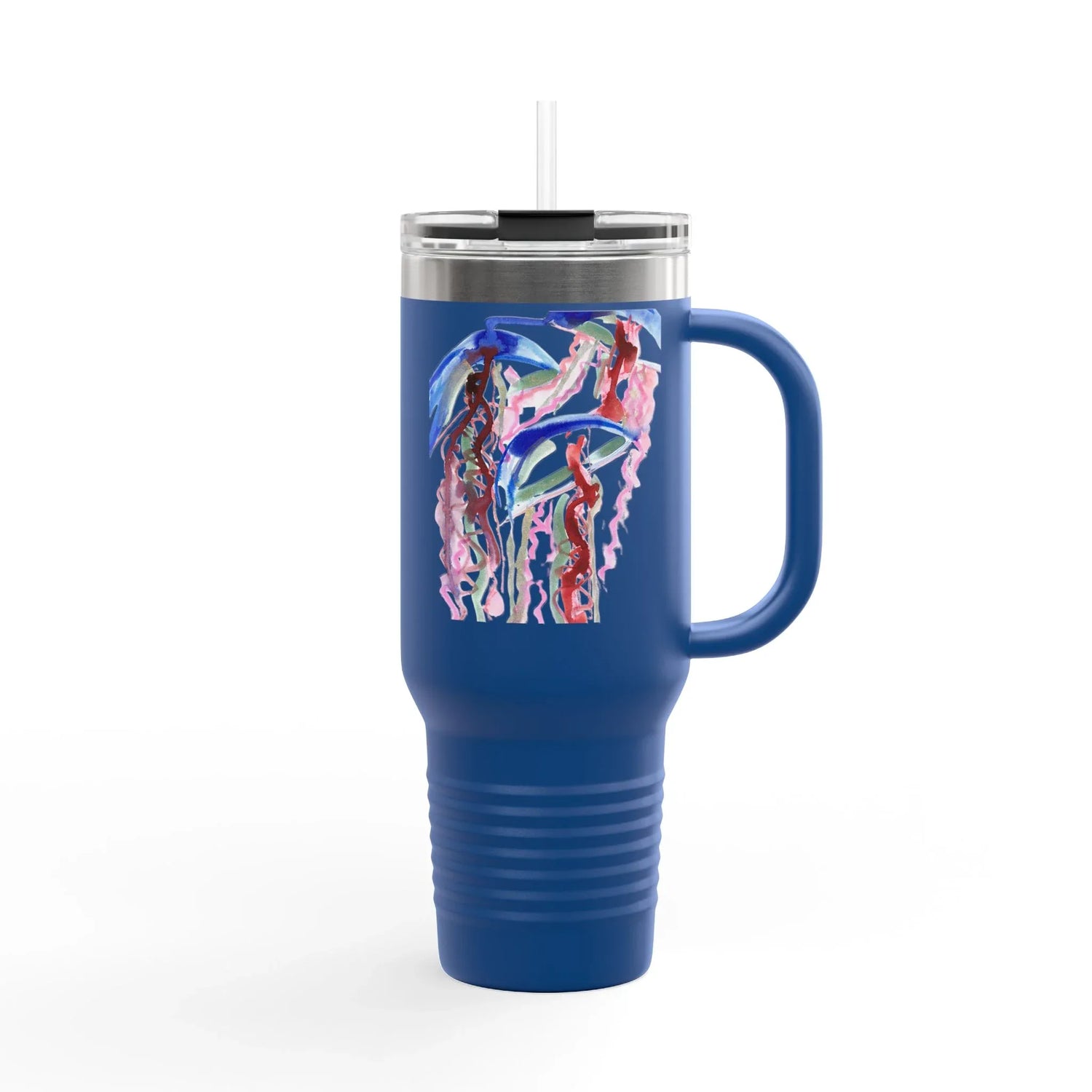 40oz Insulated Travel Mug – Coral Dance Watercolor Design - Laure Leprince - Artiste Peintre