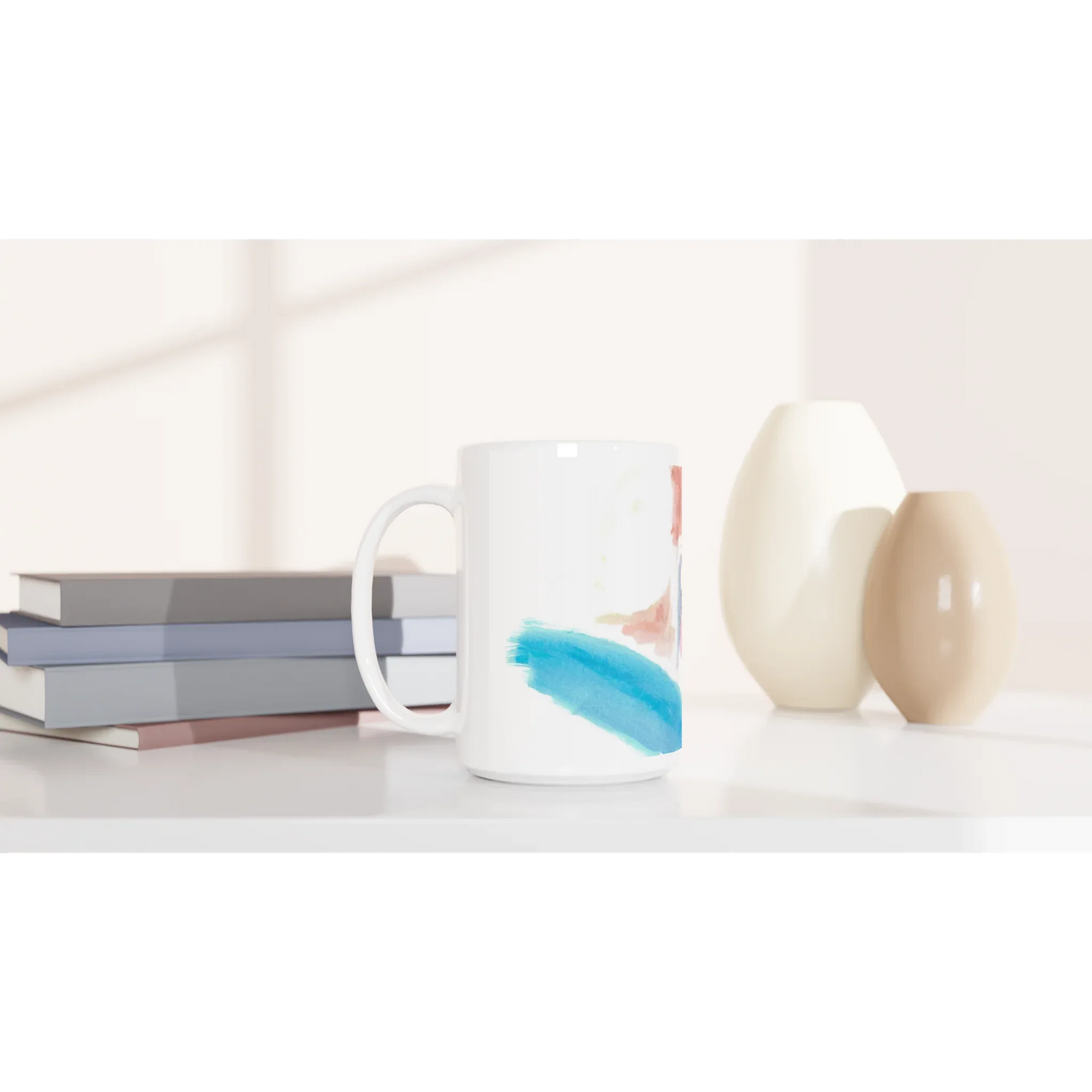 Mug en céramique blanche 44 cl Aurore Pastel – Grand format, design et qualité durable - Laure Leprince - Artiste Peintre