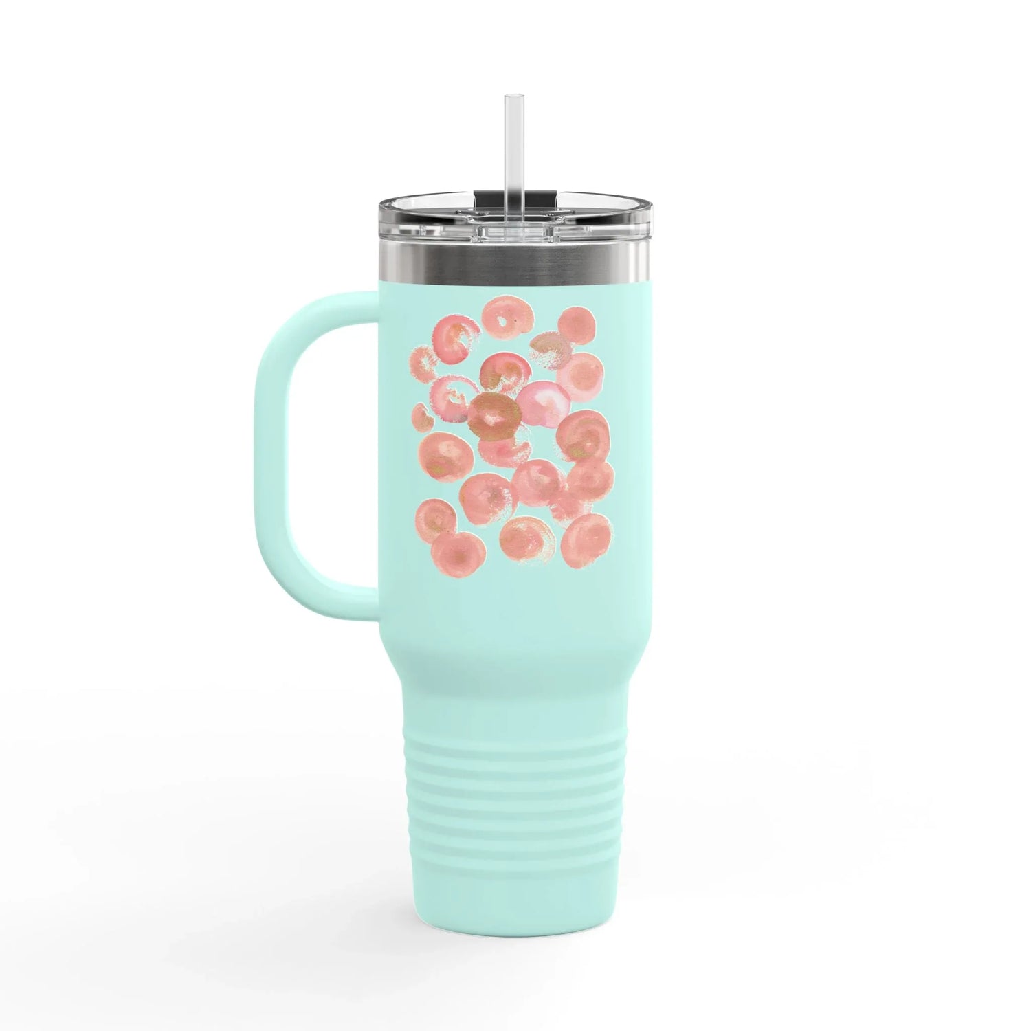 40oz Insulated Travel Mug – Rosee Petale Watercolor Design - Laure Leprince - Artiste Peintre