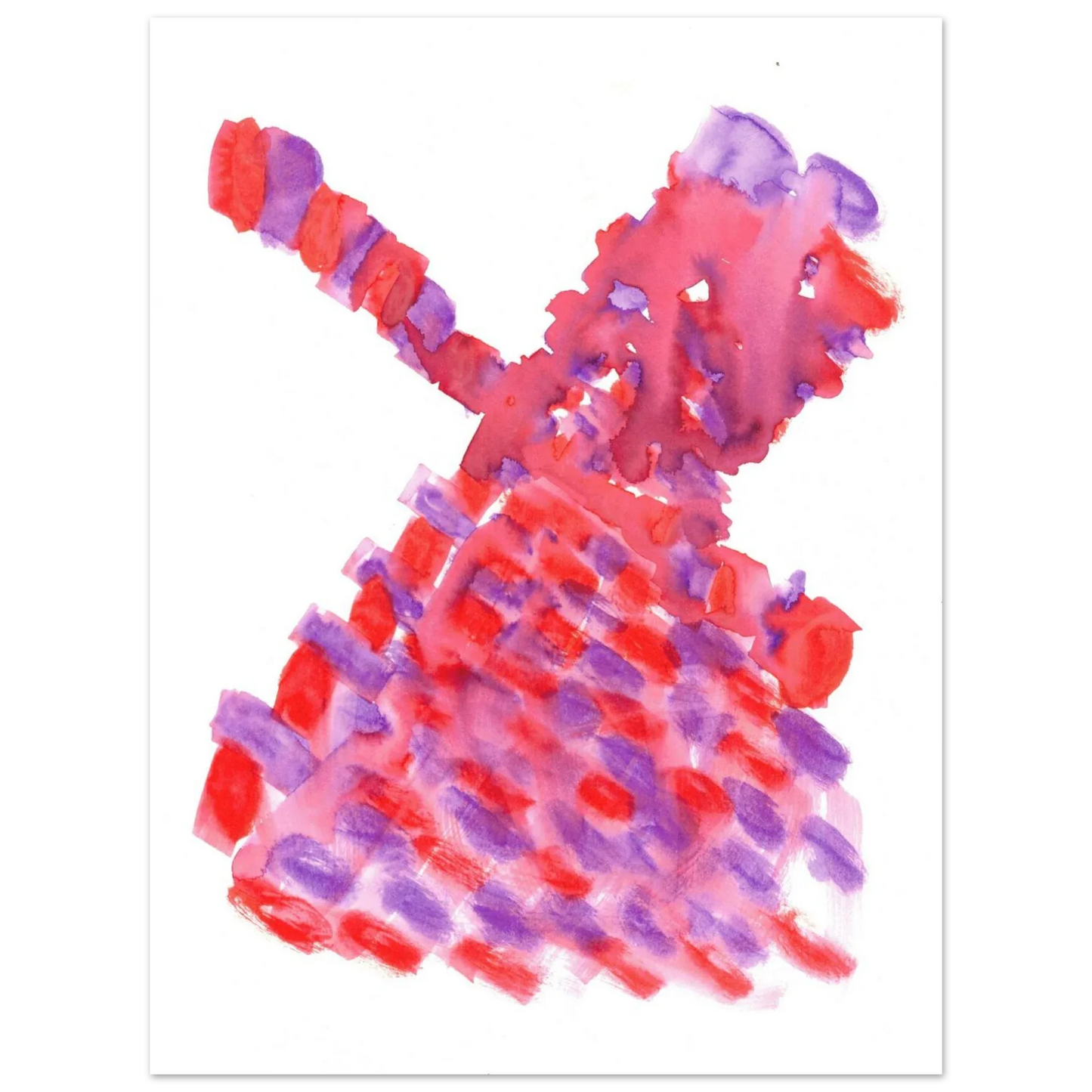 Abstract Watercolor Windmill Premium Matte Poster - Vibrant Red & Purple Art Print for Modern Spaces - Laure Leprince - Artiste Peintre