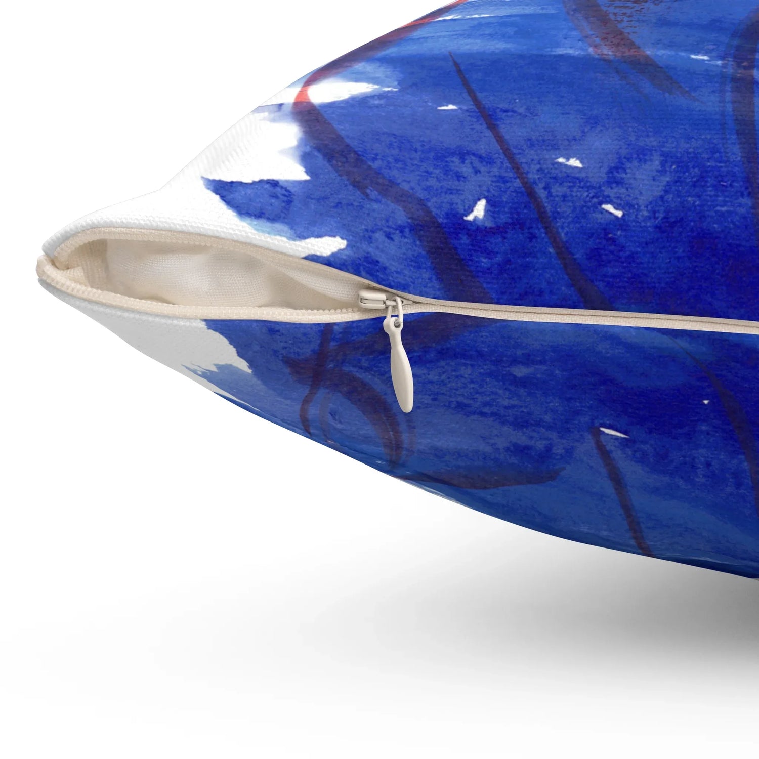 Square Throw Pillow Midnight Siren — Minimal Brushstroke Accent - Laure Leprince - Artiste Peintre