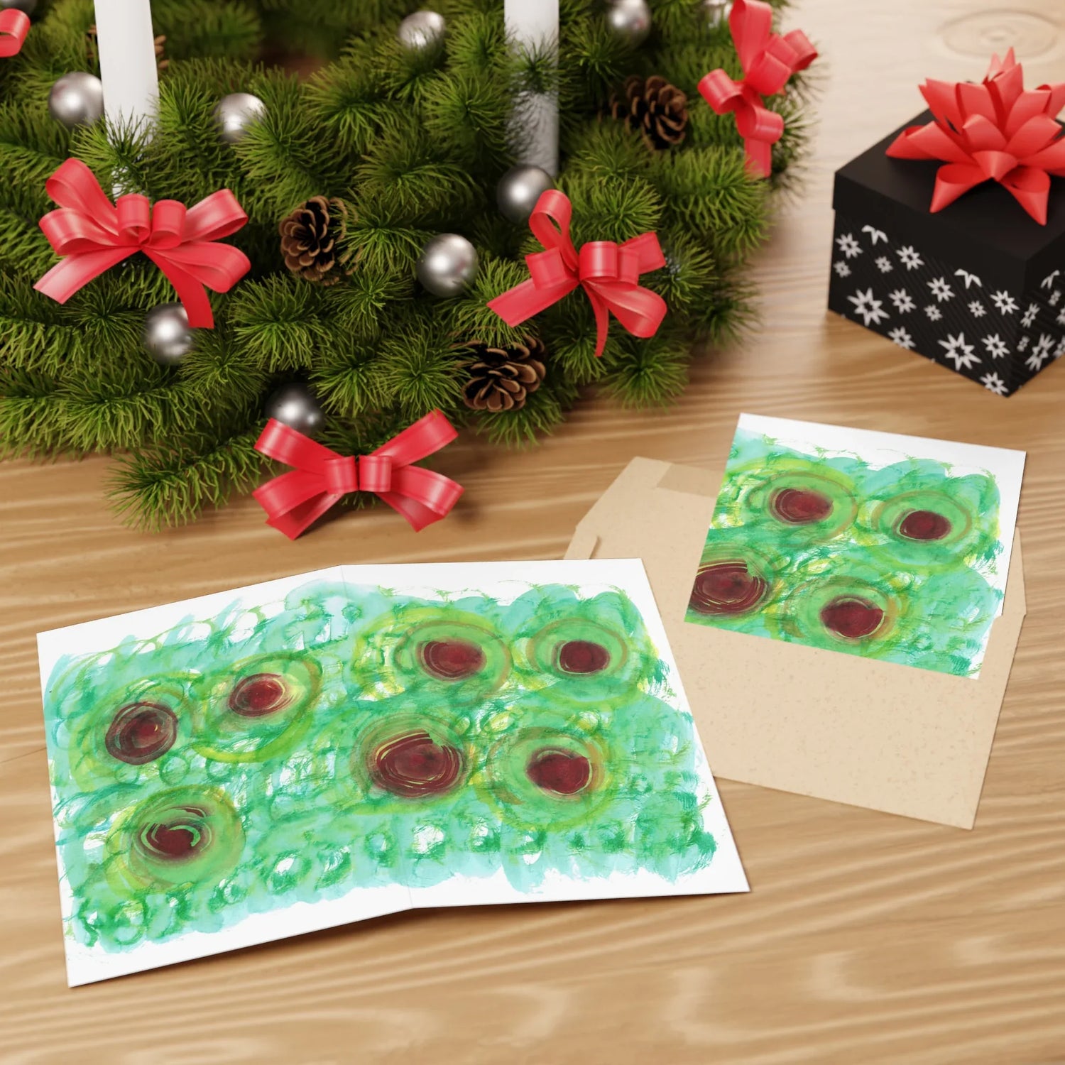 Deco Green Echo #16 Leaf Greeting Card - Elegant - Laure Leprince - Artiste Peintre