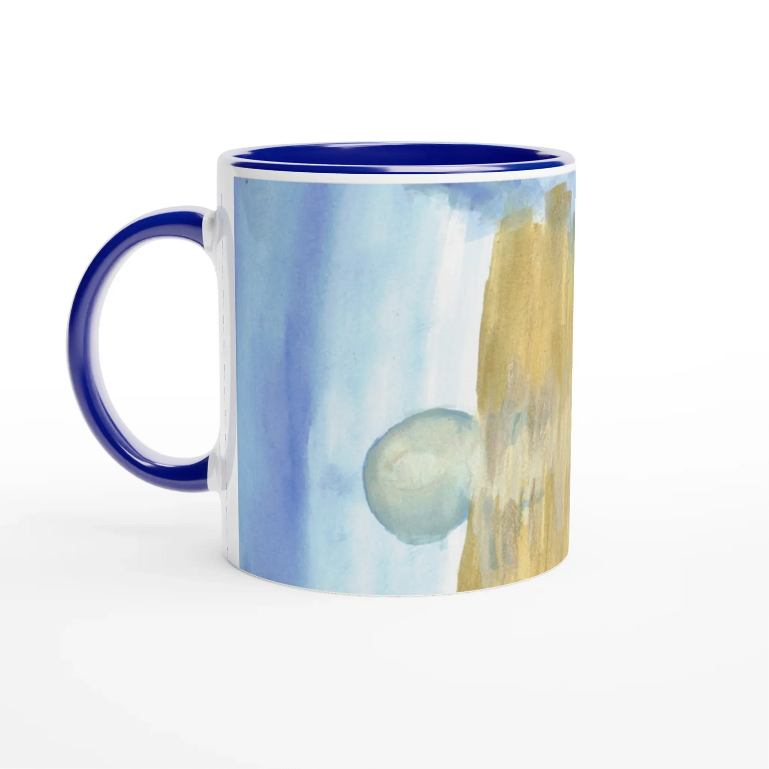 Mug 11oz - 325 ml - Ceramic Mug with Color Inside Blue Horizon - Laure Leprince - Artiste Peintre