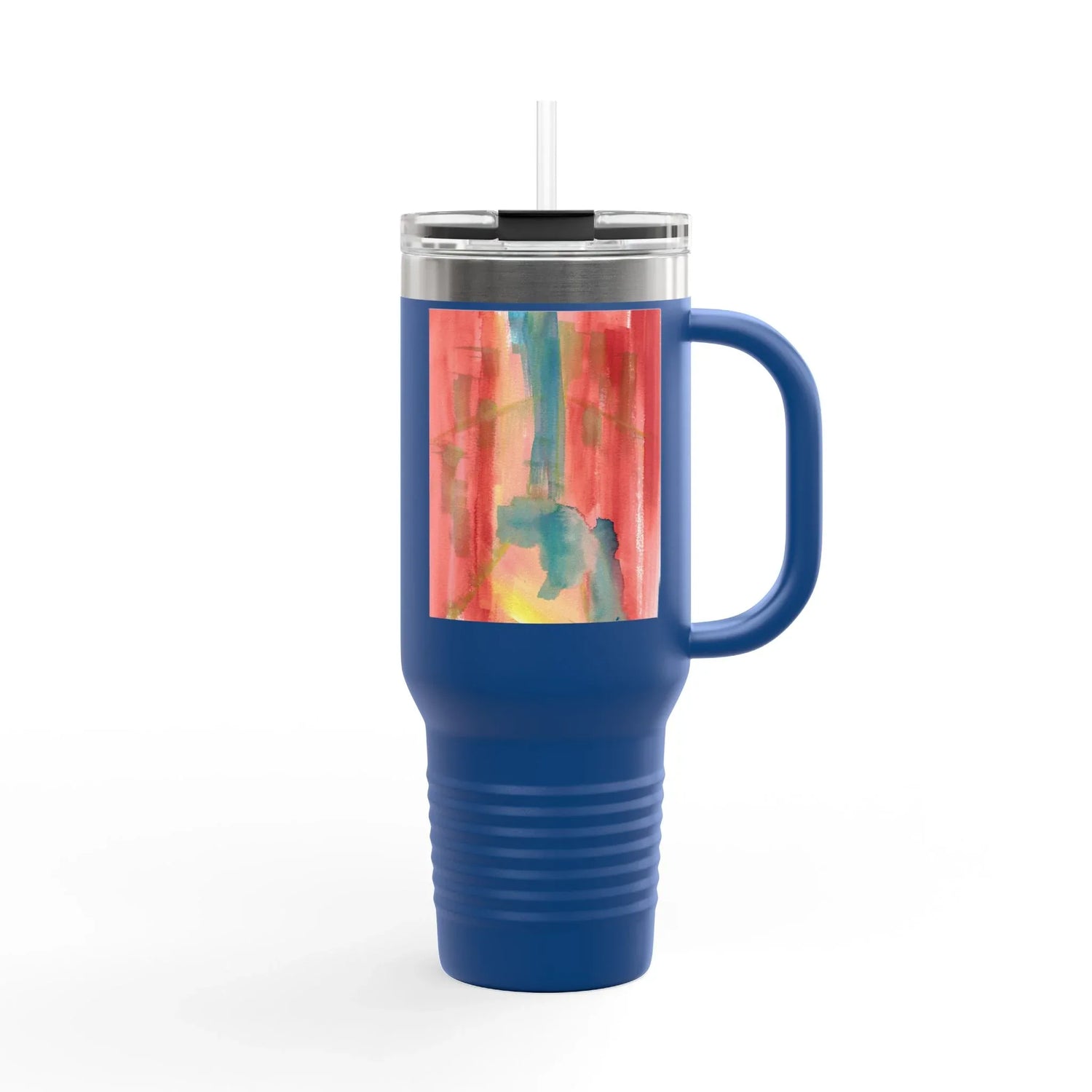 40oz Insulated Travel Mug –Color Surge Watercolor Design - Laure Leprince - Artiste Peintre