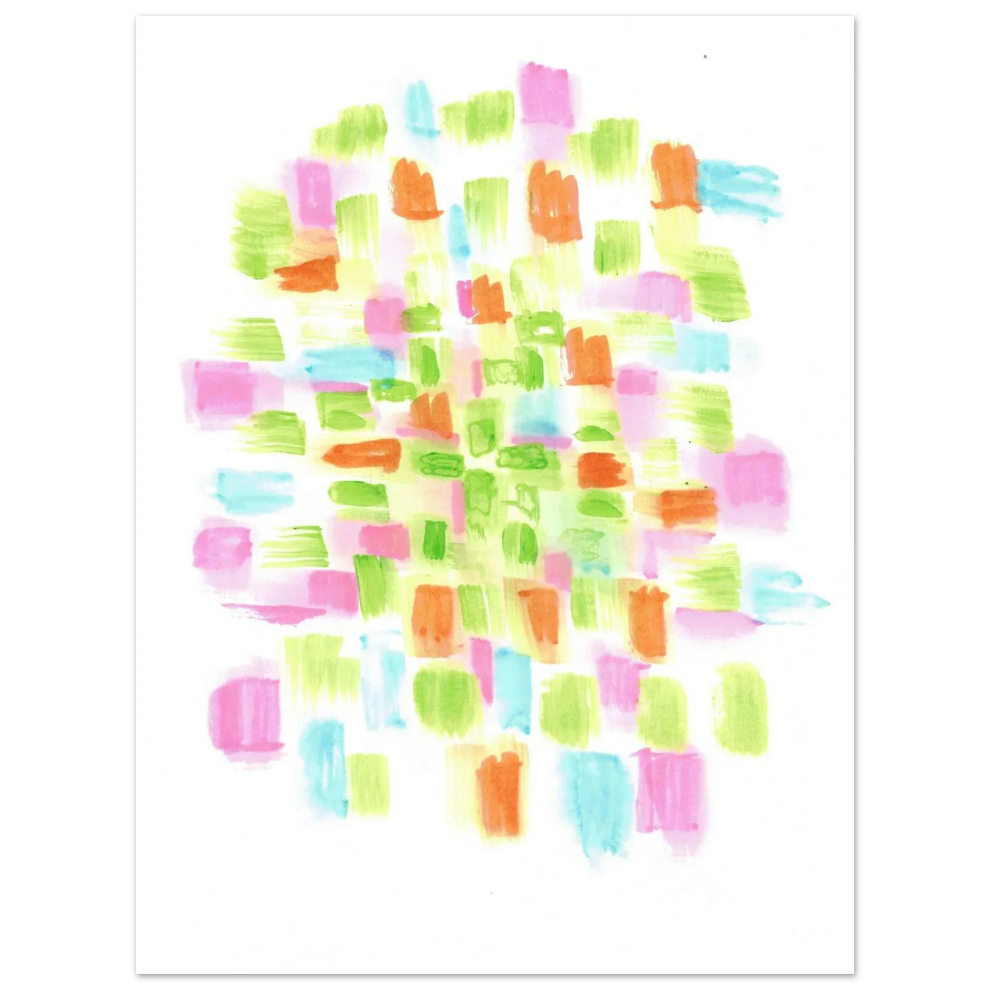 Abstract Watercolor Splash Art Print - Premium Matte Paper Poster with Vibrant Pink & Green Hues - Laure Leprince - Artiste Peintre