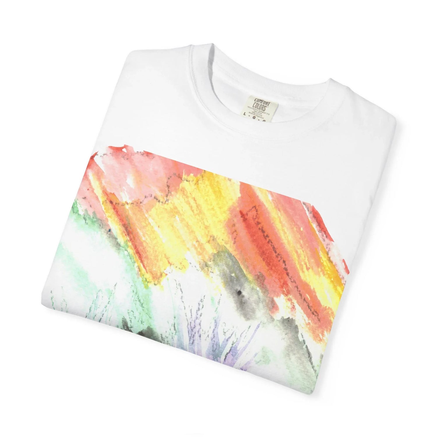 Abstract Lavander Drift T-Shirt — Bright Watercolor Square Art Tee - Laure Leprince - Artiste Peintre
