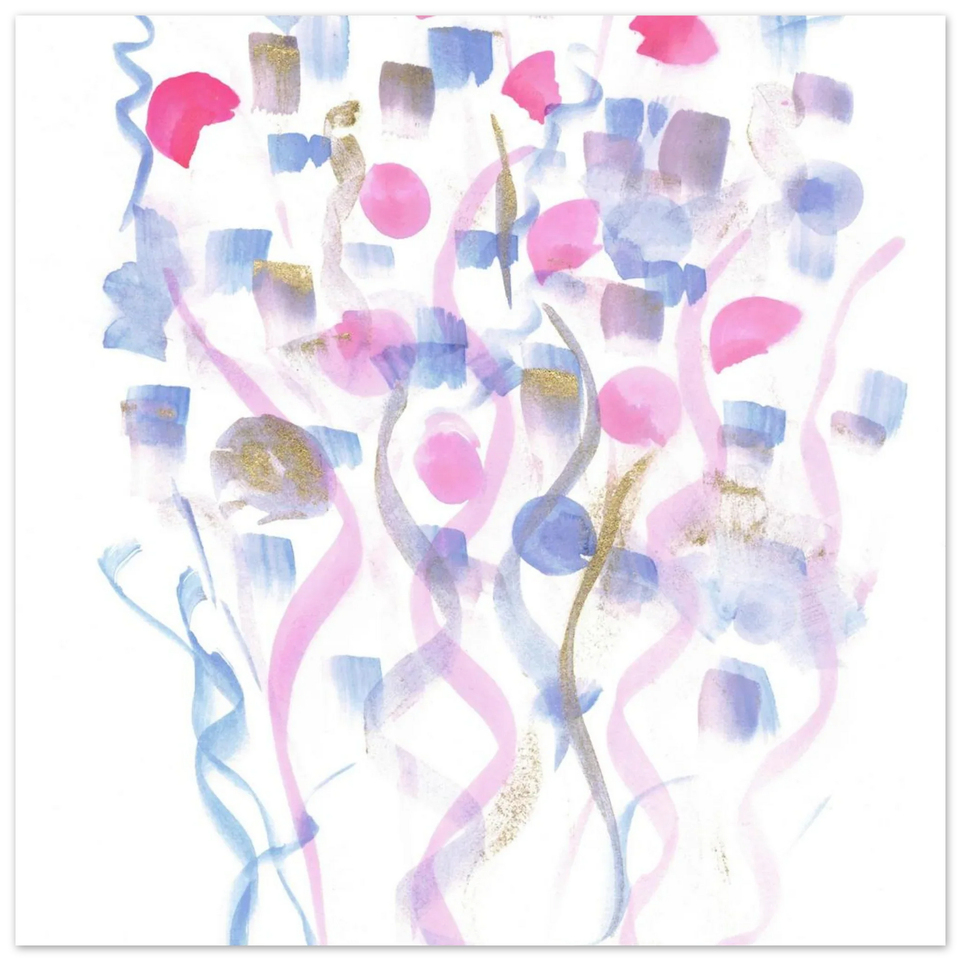 Abstract Watercolor Dreamscape Poster - Pastel Hues & Gold Flecks RDJ3-1 - Laure Leprince - Artiste Peintre