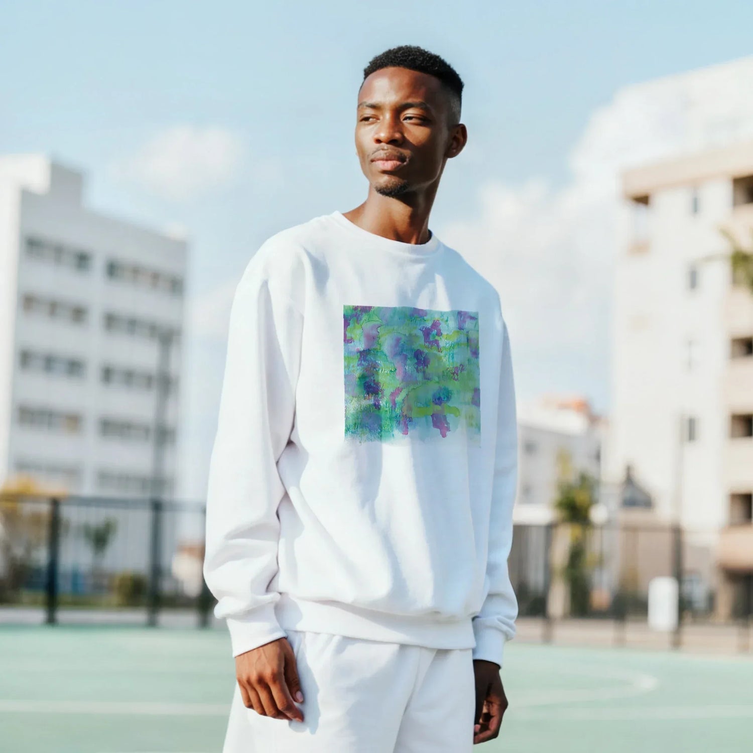 Sweatshirt Unisexe Classique Eclosions Sauvages – Impression Artistique Multicolore | Premium Cotton Blend - Laure Leprince - Artiste Peintre