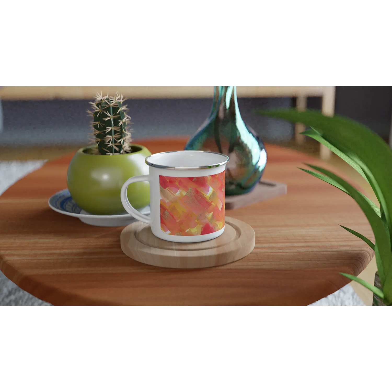 Mug en émail blanc 35 cl Sunset Ember – Léger, vintage et résistant - Laure Leprince - Artiste Peintre