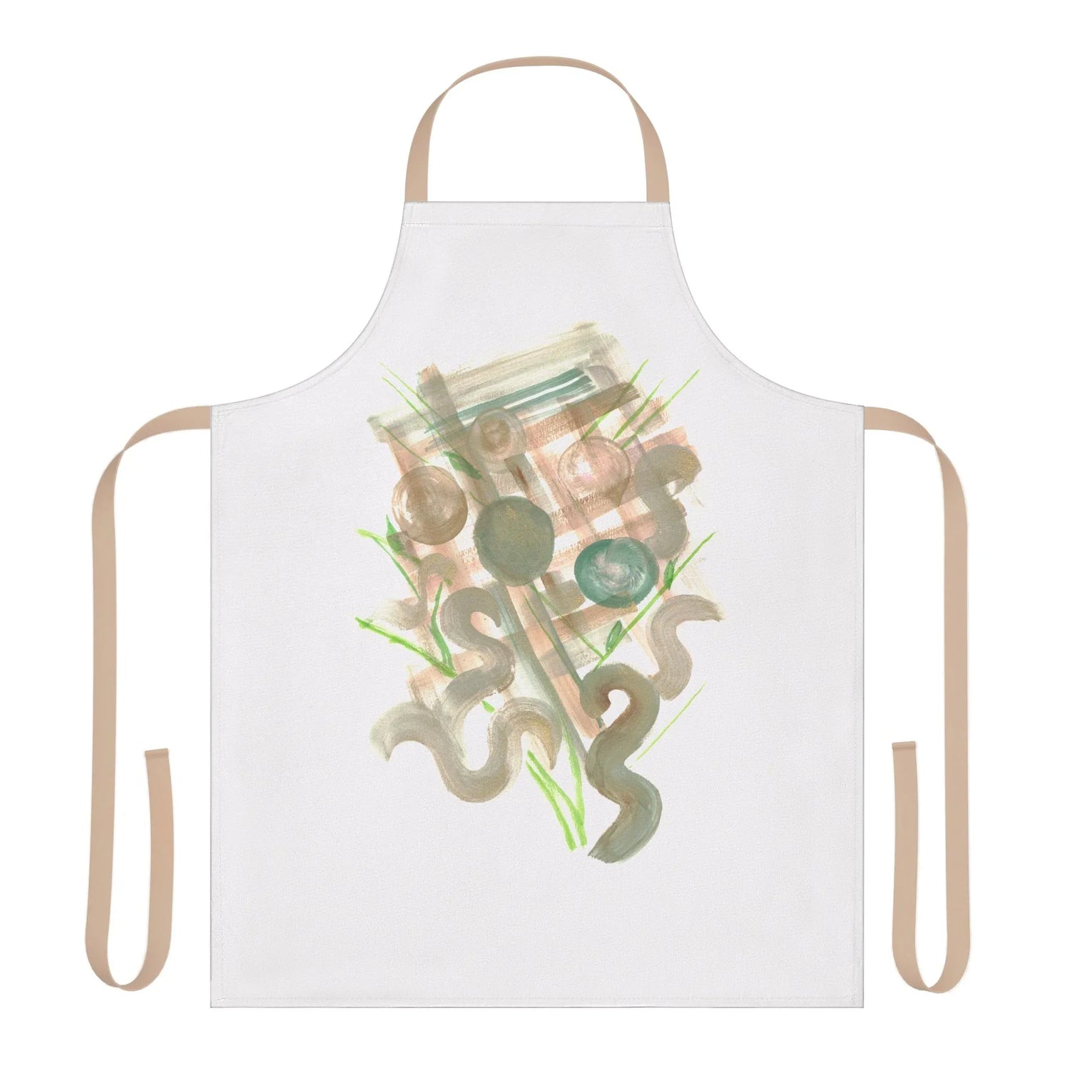 Abstract Apron Moss geometry – Artistic Kitchen Chef Gift - Laure Leprince - Artiste Peintre