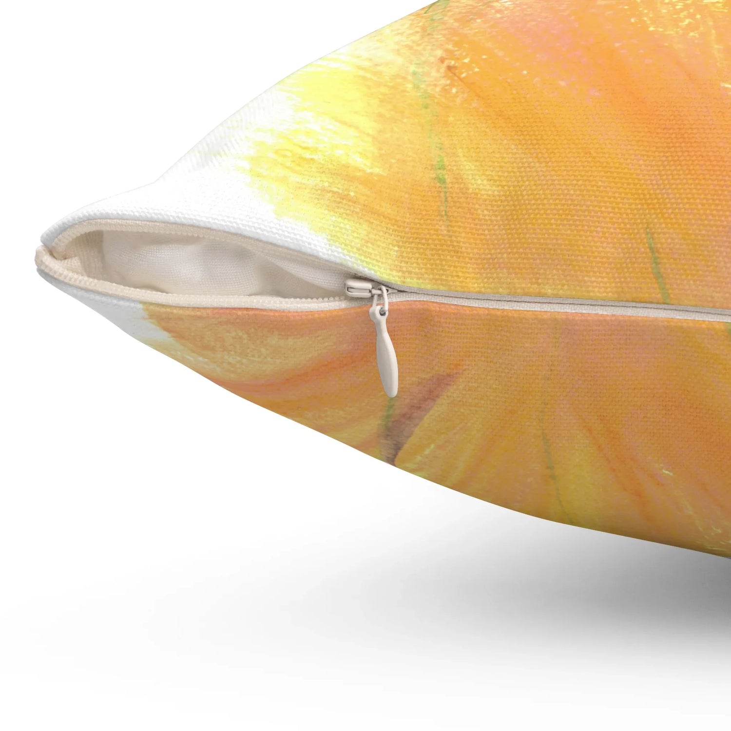 Square Throw Pillow Sun Whisper — Minimal Brushstroke Accent - Laure Leprince - Artiste Peintre