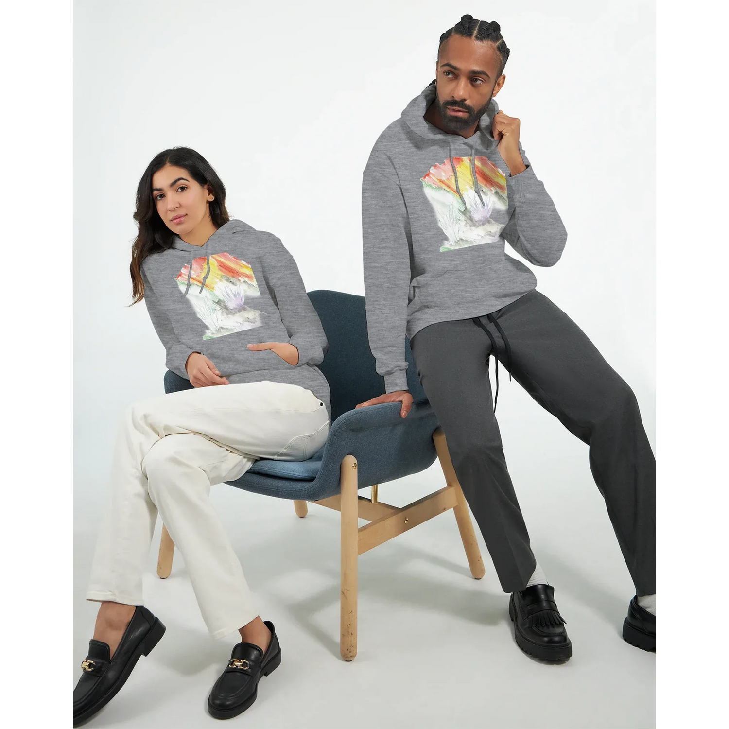 Sweat à capuche unisexe artistiqueLavander Drift| Gildan® 18500 White - Laure Leprince - Artiste Peintre