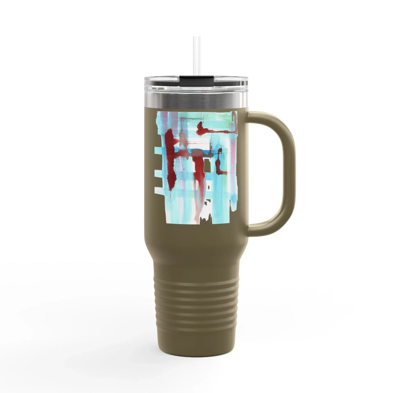 40oz Insulated Travel Mug – Stuctures Liquides Watercolor Design - Laure Leprince - Artiste Peintre