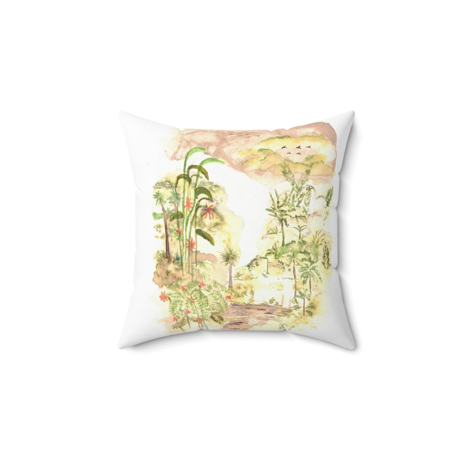 Square Throw Pillow Jungle — Minima Marron  Brushstroke Accent