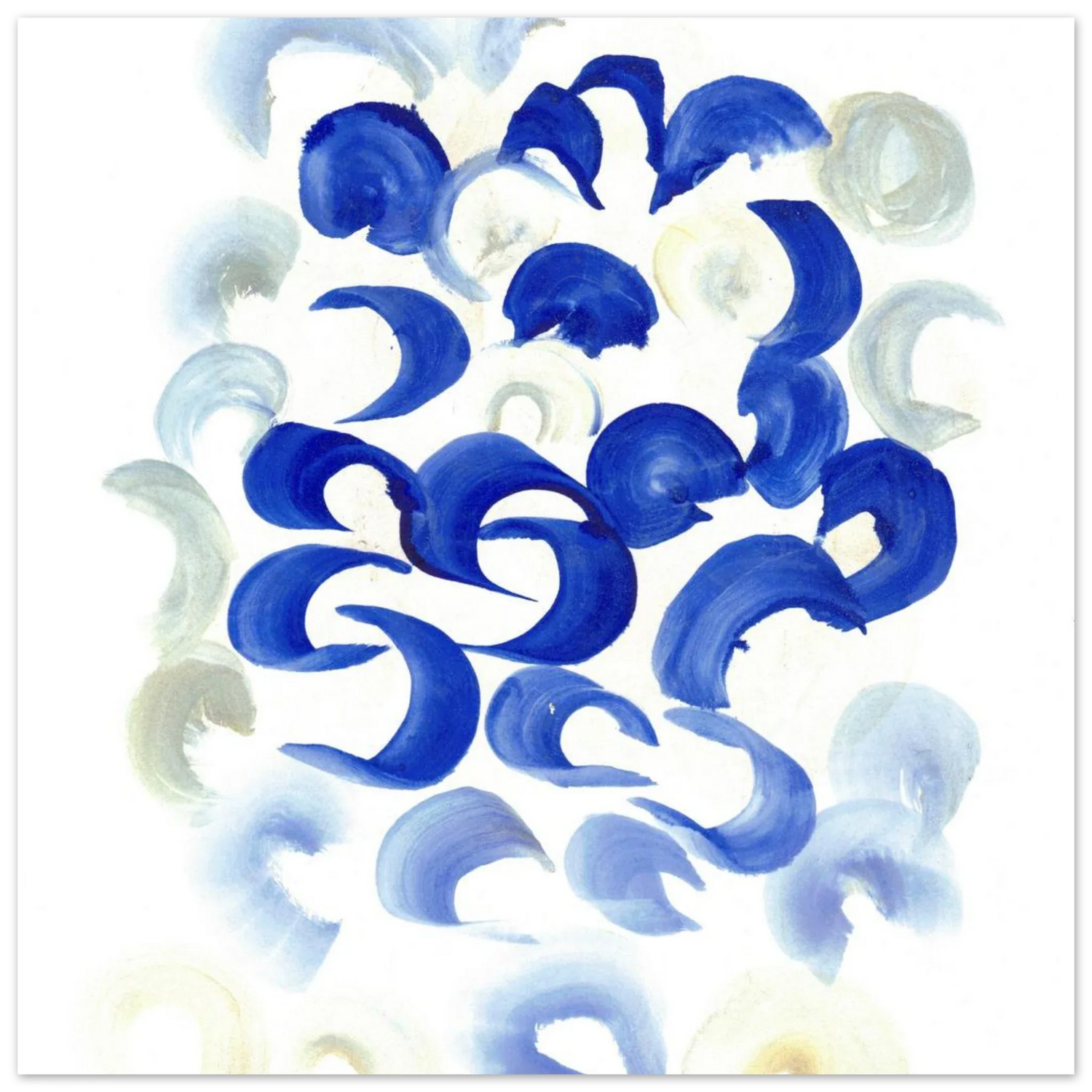 Abstract Swirls in Serene Blue & Beige Premium Matte Paper Poster - Laure Leprince - Artiste Peintre