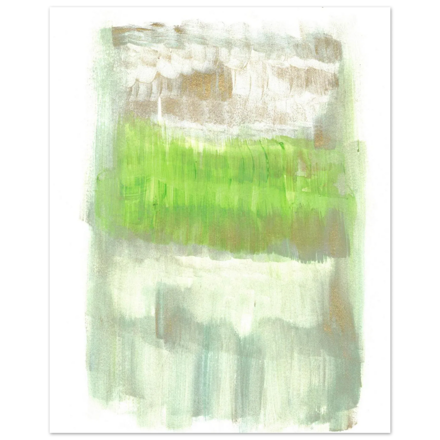 Abstract Spring Meadow with Gold Shimmer - Premium Matte Paper Poster RDJ3-1 - Laure Leprince - Artiste Peintre