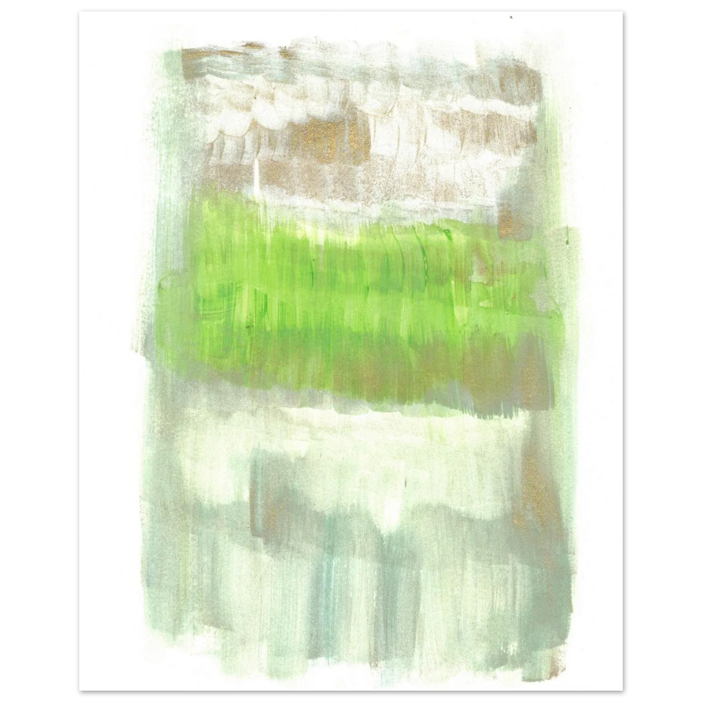 Abstract Spring Meadow with Gold Shimmer - Premium Matte Paper Poster RDJ3-1 - Laure Leprince - Artiste Peintre