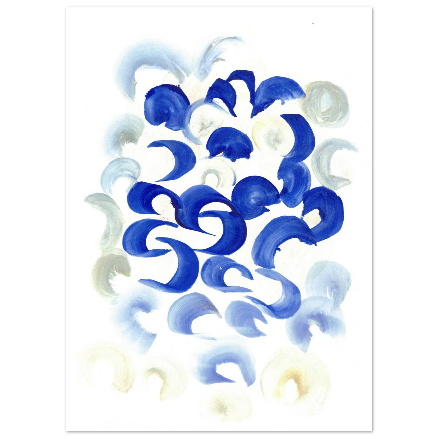 Abstract Swirls in Serene Blue & Beige Premium Matte Paper Poster - Laure Leprince - Artiste Peintre