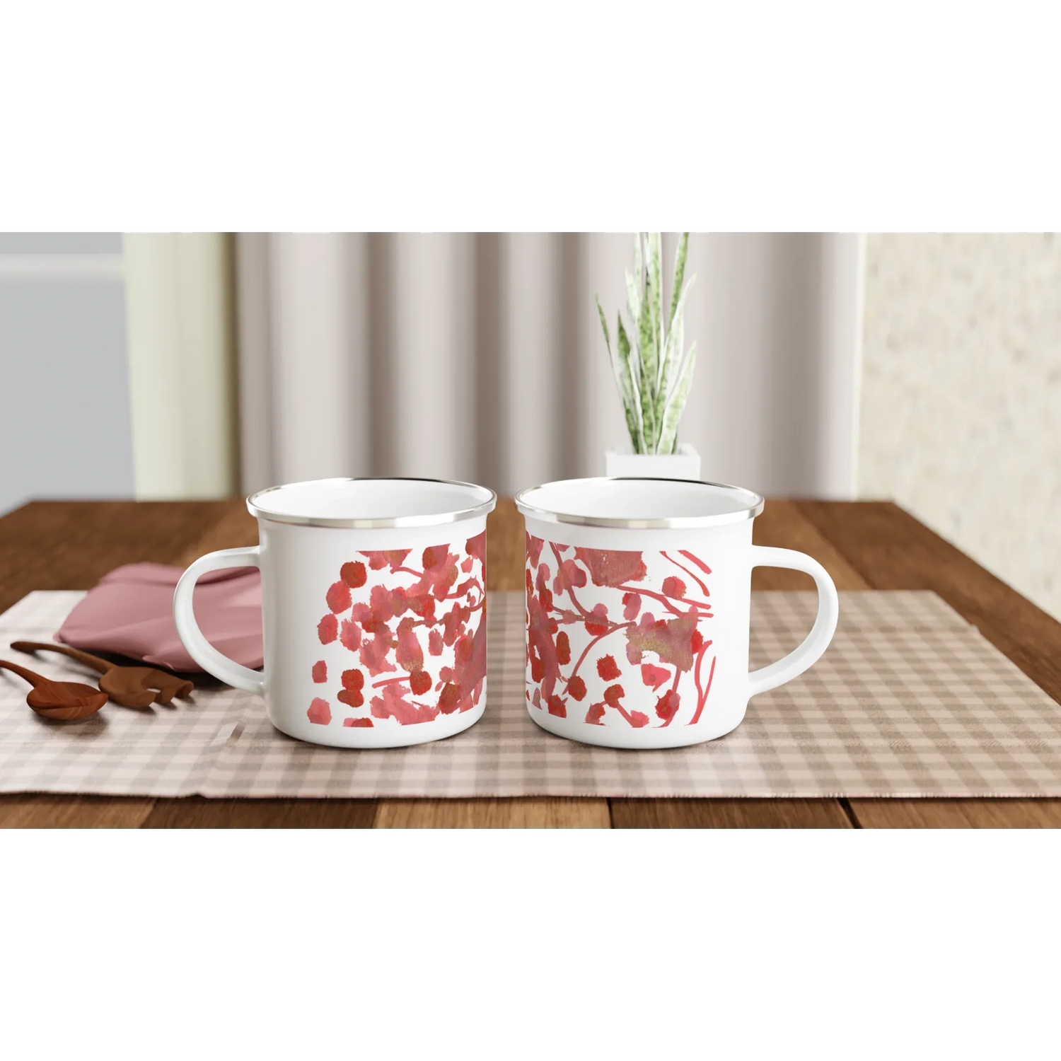 Mug en émail blanc 35 cl Bois de Rubis – Léger, vintage et résistant - Laure Leprince - Artiste Peintre