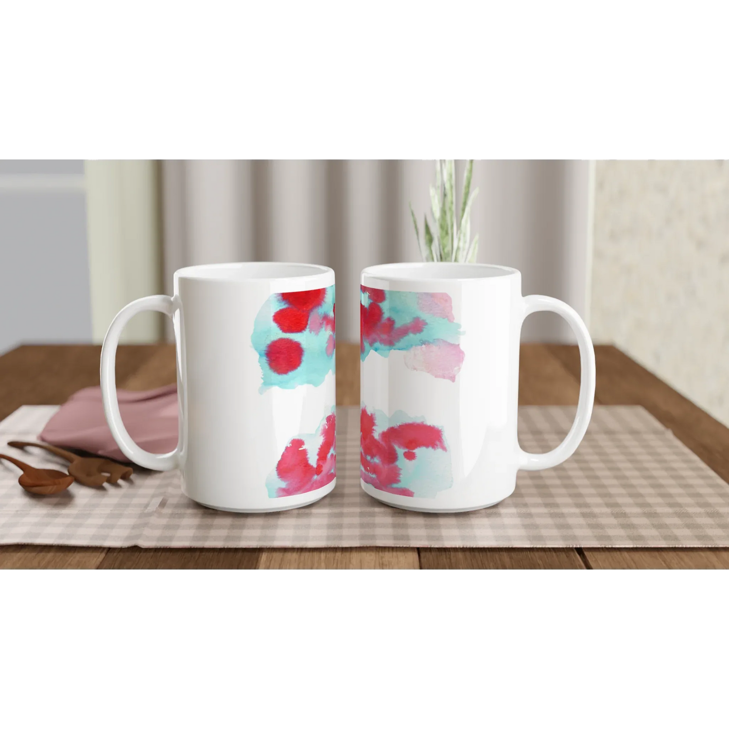 Mug en céramique blanche 44 cl Brumes Carmin – Grand format, design et qualité durable - Laure Leprince - Artiste Peintre