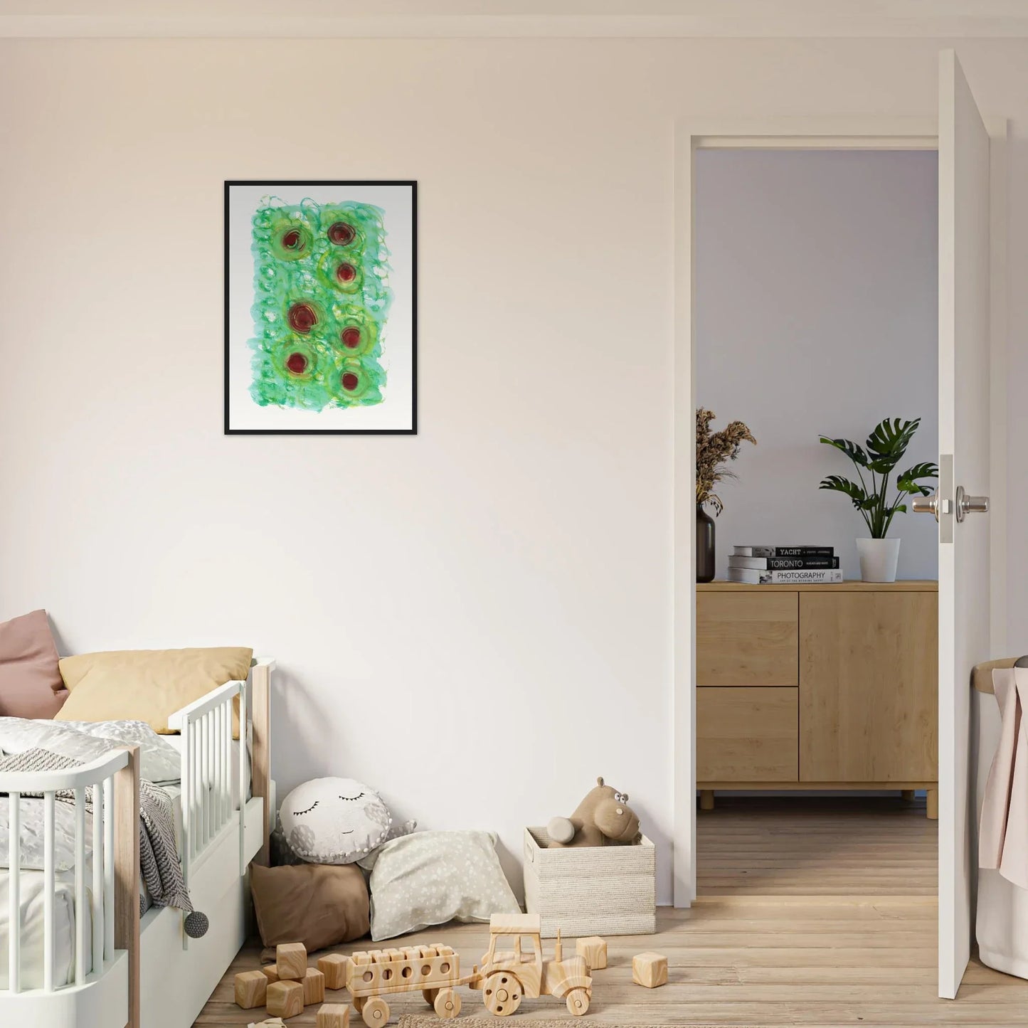 Affiche Encadrée Museum-Quality Matte Paper Wooden Framed Green Echo - Laure Leprince - Artiste Peintre