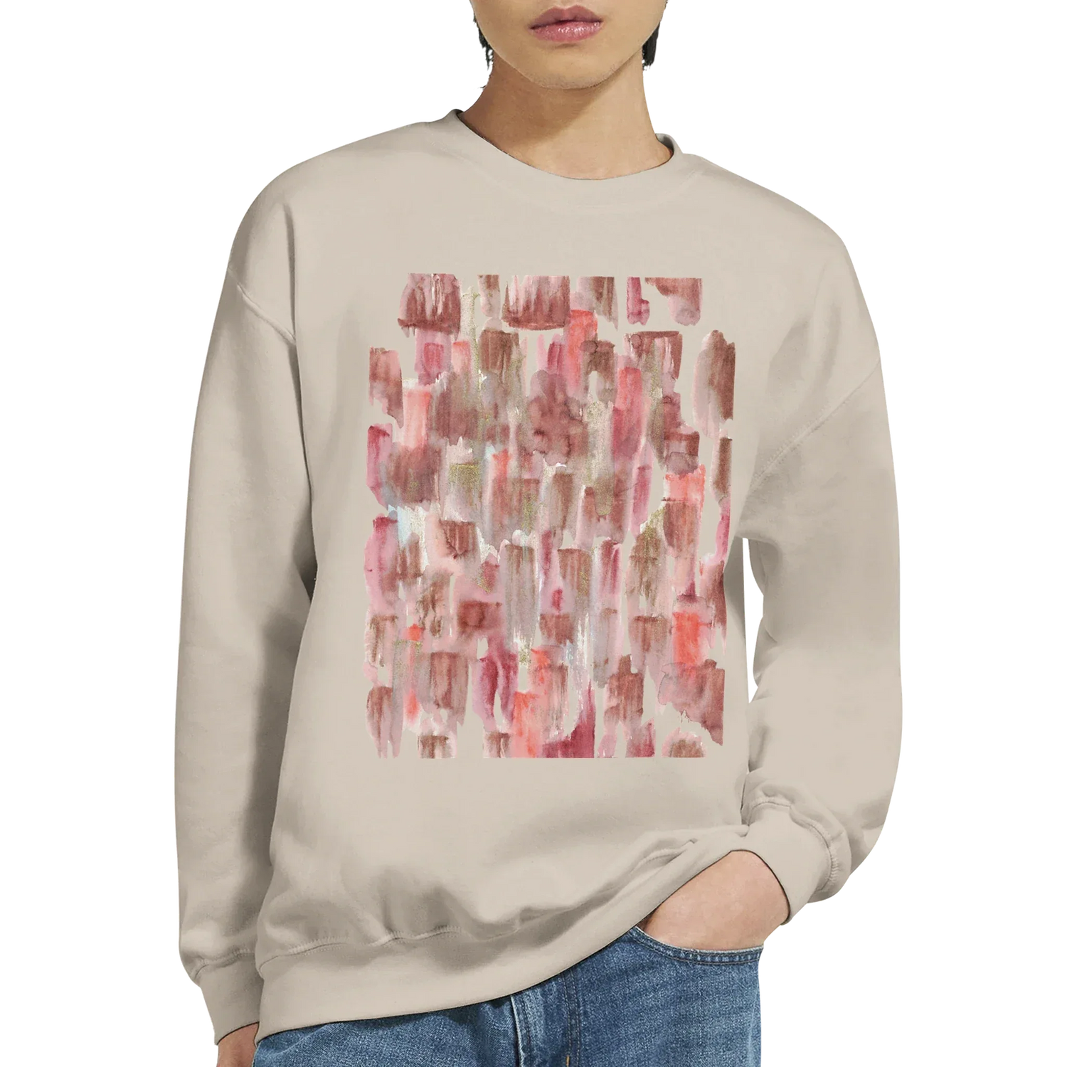 Sweatshirt Unisexe Classique Terracotta Waves – Impression Artistique Multicolore - Laure Leprince - Artiste Peintre