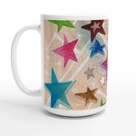 Mug en céramique blanche 44 cl Etoiles– Grand format, design et qualité durable - Laure Leprince - Artiste Peintre