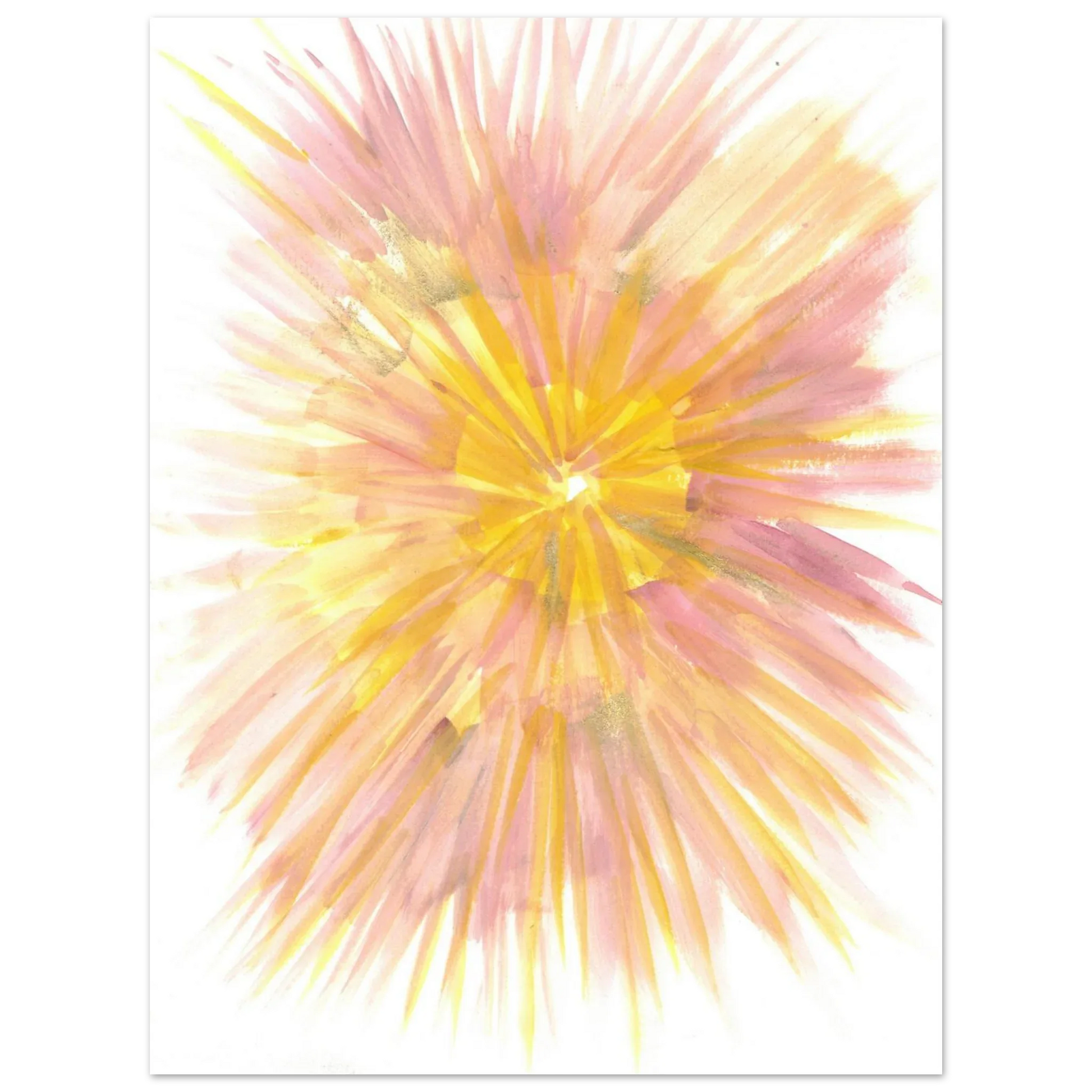 Abstract Sunrise Burst Art Print - Premium Matte Paper Poster with Dynamic Watercolor Design - Laure Leprince - Artiste Peintre