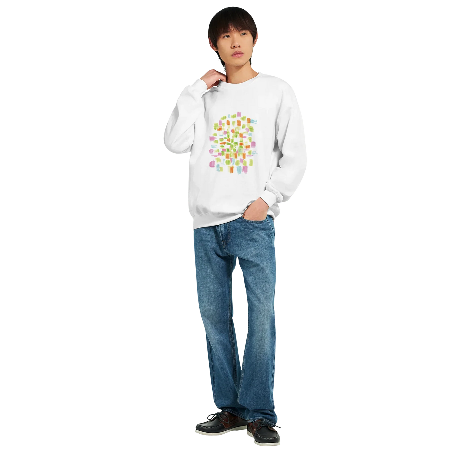 Sweatshirt Unisexe Classique Pastel Mosaic – Impression Artistique Multicolore - Laure Leprince - Artiste Peintre