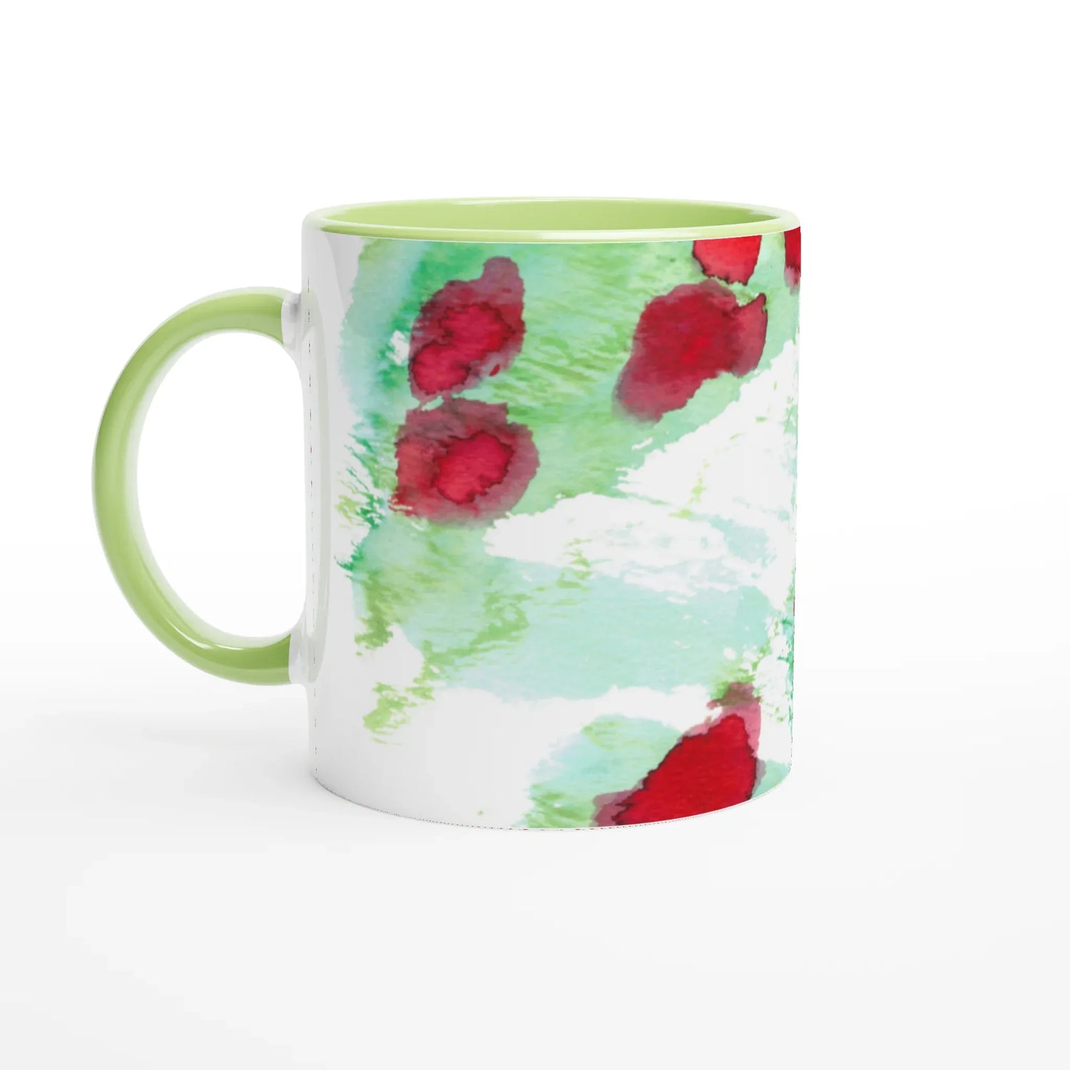 Mug en céramique blanche 325 ml Eclats rouges – Élégance, sécurité et durabilité - Laure Leprince - Artiste Peintre