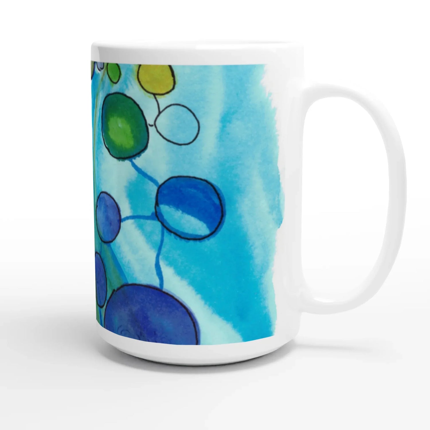 Mug en céramique blanche 44 cl Ecosphères– Grand format, design et qualité durable - Laure Leprince - Artiste Peintre