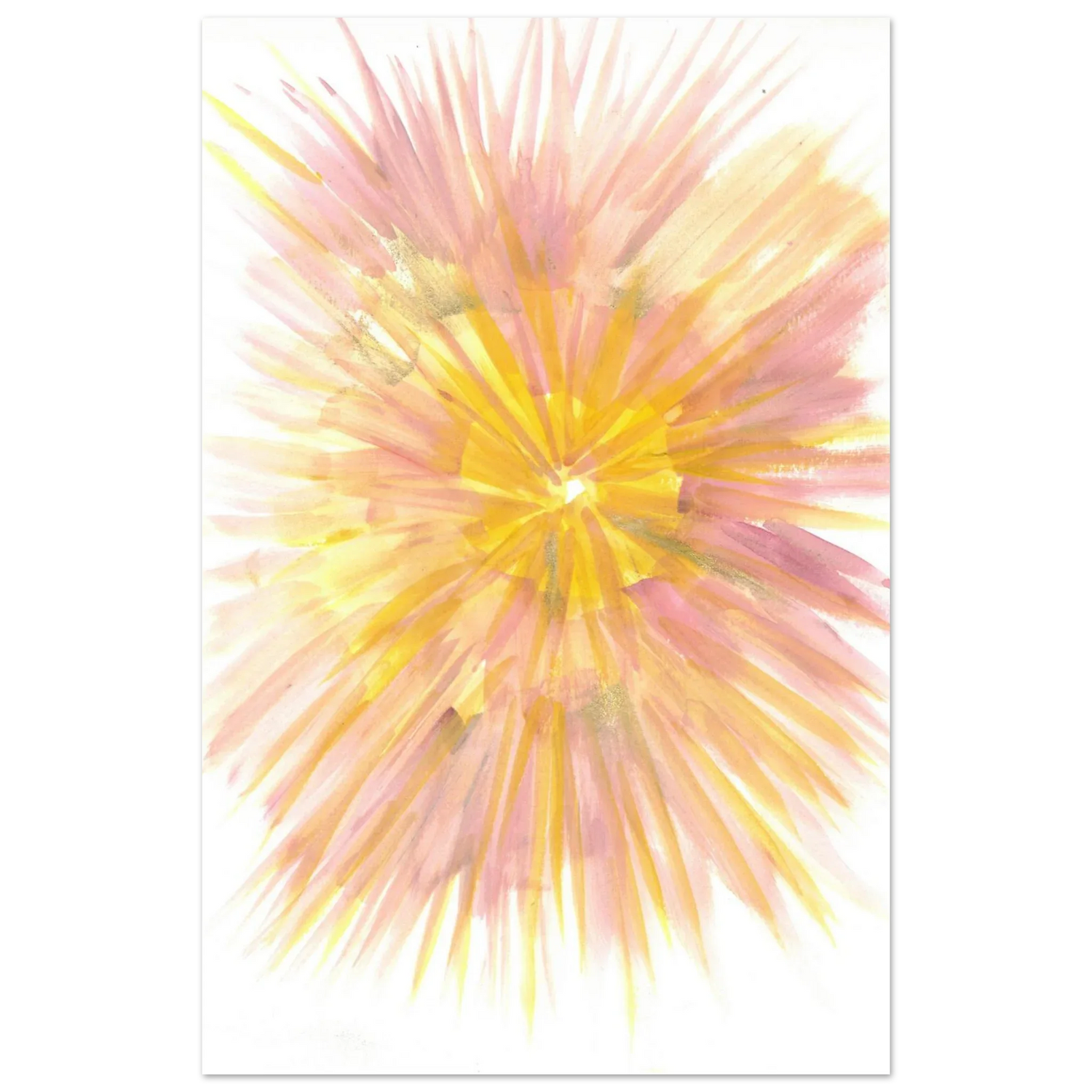 Abstract Sunrise Burst Art Print - Premium Matte Paper Poster with Dynamic Watercolor Design - Laure Leprince - Artiste Peintre